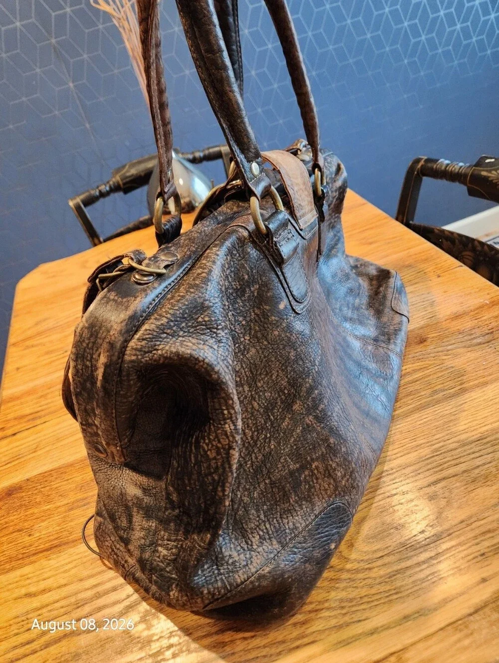 Hobo International Overnight Doctor's Bag/Frame Satchel In Distressed Leather